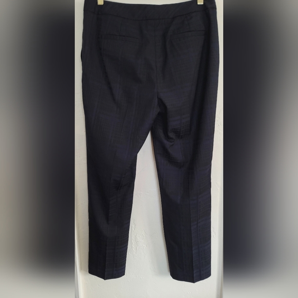 Reiss Navy Blue Plaid Margot Tapered Leg  Stretch Ankle Pants Size 8 - Picture 14 of 16